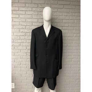 Steve Harvey Men Black Extra Fine Merino Wool Jacket Size 44R